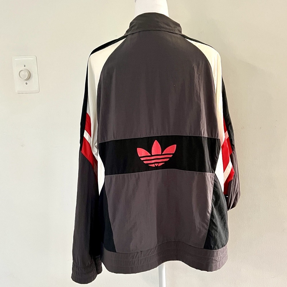 VTG Adidas Jacket Mens‎ XL White Red Grey Trefoil Track Windbreaker 80s Nylon - Picture 4 of 10